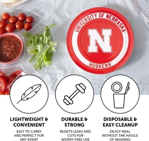 Desert Cactus University of Nebraska Paper Plates UNL Cornhuskers 20 Count 9 inch Round Plates for Tailgates, Parties, Graduation and Events (Design A) in Saudi Arabia