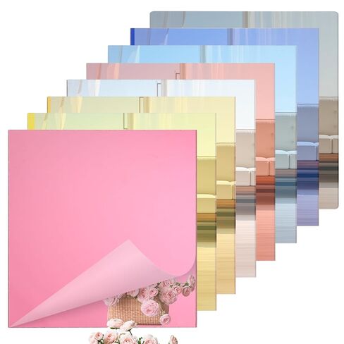 JMIATRY 8 PCS 12 x 12 Inches Color Acrylic Mirror Sheets 1/8 Inch Thick, Colored Mirror Acrylic Sheets 3 mmPlastic Mirrors Panels Reflective Plexiglass Sheet for DIY Crafts, with Protective Film in Saudi Arabia