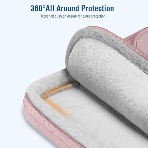 حقيبة كمبيوتر محمول واقية MOSISO 360 مقاس 13.3 بوصة، 13-14 بوصة متوافقة مع MacBook Air 13.6/Pro 13/Pro 14، HP Dell ASUS Lenovo، حقيبة مبطنة متوازية الأضلاع مع جيوب مرتفعة وأفقية، وردي in Saudi Arabia