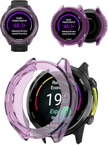 غطاء حافظة Garmin Forerunner 970، مقاوم للصدمات، مضاد للخدش، غطاء ممتص للصدمات بتغطية كاملة، غطاء حافظة TPU خفيف الوزن ومتين لساعة Garmin Forerunner 970 الذكية، أرجواني in Saudi Arabia