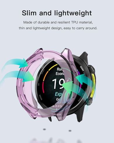 غطاء حافظة Garmin Forerunner 970، مقاوم للصدمات، مضاد للخدش، غطاء ممتص للصدمات بتغطية كاملة، غطاء حافظة TPU خفيف الوزن ومتين لساعة Garmin Forerunner 970 الذكية، أرجواني in Saudi Arabia