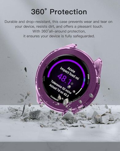 غطاء حافظة Garmin Forerunner 970، مقاوم للصدمات، مضاد للخدش، غطاء ممتص للصدمات بتغطية كاملة، غطاء حافظة TPU خفيف الوزن ومتين لساعة Garmin Forerunner 970 الذكية، أرجواني in Saudi Arabia