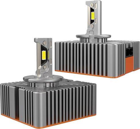 مصابيح الضباب D5S LED 20000Lm 6500K أبيض بارد 75 وات مروحة مدمجة و3 أنابيب نحاس موصلة حراريًا التوصيل والتشغيل مصباح الضباب 2 قطعة in Saudi Arabia