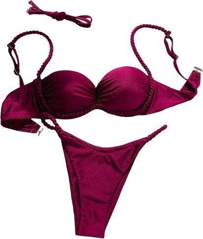 SHENHE Women's Push Up Underwire Bikini Set 2 Piece High Cut Cheeky Thong Brazilian Swimsuits in Saudi Arabia