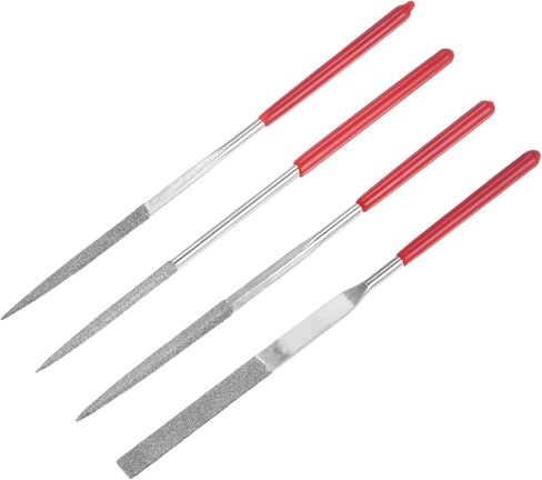 4pcs Mini Diamond Needle File Set 120 Grits Small Metal Files Round Flat Triangular Square File Hand Tools for Glass Wood Stone in Saudi Arabia