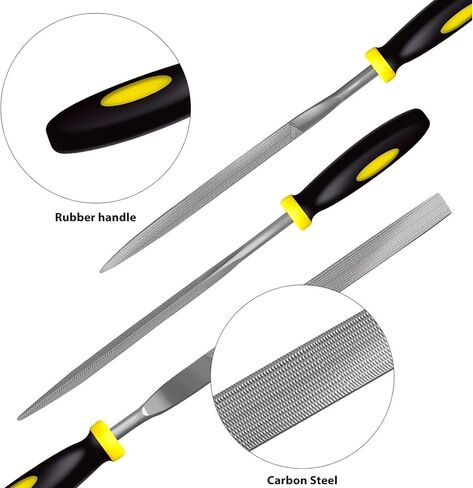 6 Piece Metal Needle File Set - 4-inch,Carbon Steel Files for Metal, Wood & Jewelry | Includes Flat, Warding, Square, Triangular, Round, and Half-Round Files in Saudi Arabia