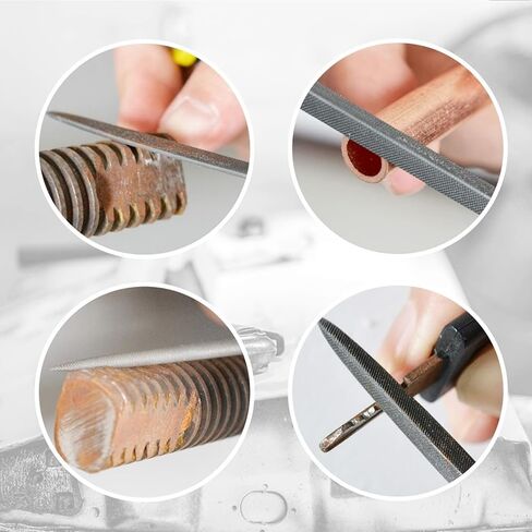 6 Piece Metal Needle File Set - 4-inch,Carbon Steel Files for Metal, Wood & Jewelry | Includes Flat, Warding, Square, Triangular, Round, and Half-Round Files in Saudi Arabia