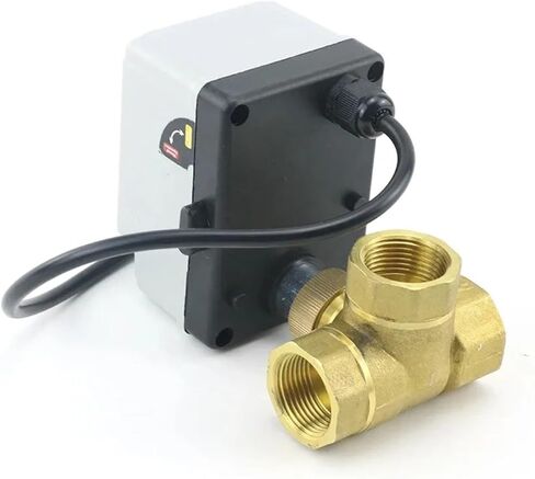 Electric Brass Ball Valve With Manual Switch 3-way Actuator AC220V 3-wire 2 Controllers DN15 DN20 DN25 DN32 1Pcs(DN32,DC12-24V_3 WAYS) in Saudi Arabia