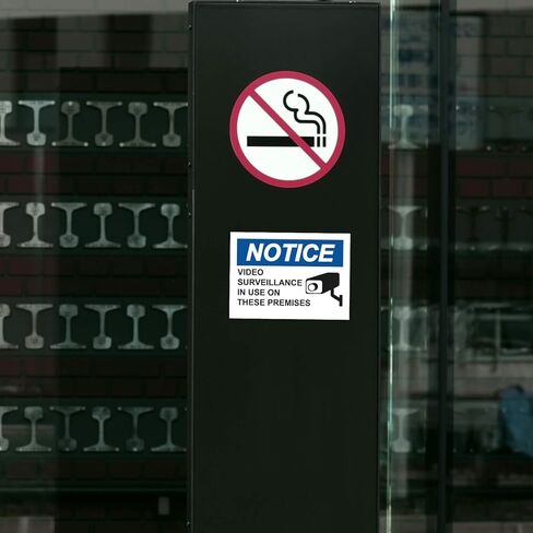 5 Pack Video Surveillance Warning Sign Sticker,7"x5" “Notice - Video Surveillance in Use On These Premises" Sticker Labels, Self-Adhesive Premium Vinyl. in Saudi Arabia