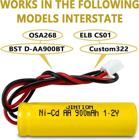 JINTION 1.2v 900mAh Ni-CD AA Exit Sign Emergency Light Battery Replacement Compatible with Unitech AA900mAh OSA268 ELB CS01 Lithonia Battery EXR LED EL M6 (5 Pack) in Saudi Arabia