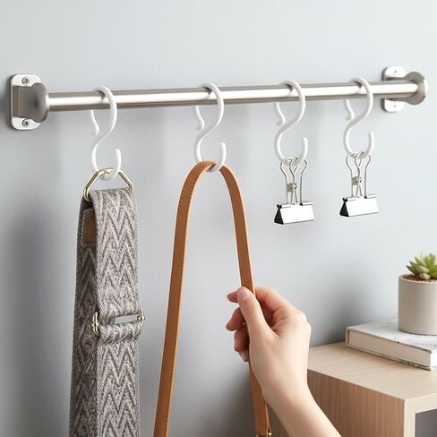 30PCS Secure Plastic S Hooks for Hanging, Multi-Purpose S Hooks for Closet, Flexible Secure Hook for Closet, Kitchen, Living Room, Bedroom Shower Rod, Plant, Easy Lock, White, 2.4 Inch in Saudi Arabia