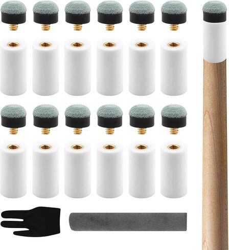 Pool Cue Tips Replacement Kit, 12 Set Screw On Billiard Pool Cue Stick Tips, White and Blue Slip on Billiard Sticks Tip, No Need Glue or Clamp, Billiards Table Accessories, 12mm/13mm-6pcs Each in Kuwait
