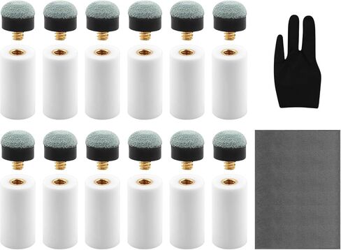 Pool Cue Tips Replacement Kit, 12 Set Screw On Billiard Pool Cue Stick Tips, White and Blue Slip on Billiard Sticks Tip, No Need Glue or Clamp, Billiards Table Accessories, 12mm/13mm-6pcs Each in Kuwait