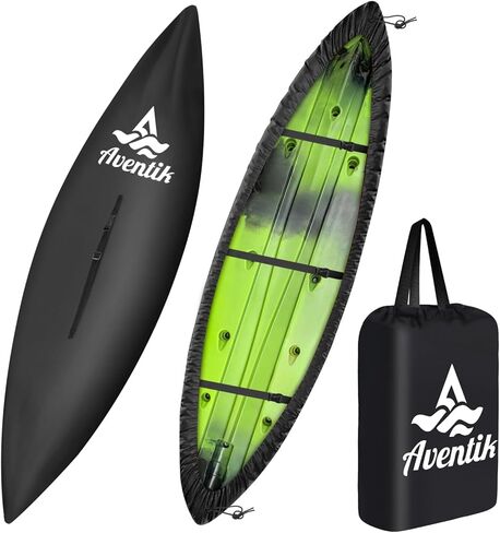 450D Silver Coated Kayak Cover with Carry Handle - Waterproof UV Resistant Protection for 9.5-13.5ft Kayaks, Canoes & SUPs - Includes Storage Bag (Black, Medium 10.8-12FT) in Saudi Arabia