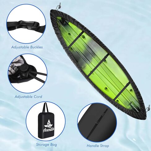 450D Silver Coated Kayak Cover with Carry Handle - Waterproof UV Resistant Protection for 9.5-13.5ft Kayaks, Canoes & SUPs - Includes Storage Bag (Black, Medium 10.8-12FT) in Saudi Arabia