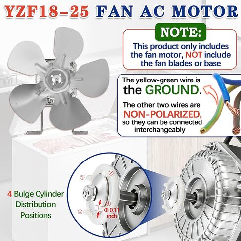 YZF18-25 محرك تيار متردد 120 فولت 18/70 وات 1550 دورة في الدقيقة، استبدال محرك مروحة تبريد المبرد المكثف، محرك لمكونات مكثف الثلاجة in Kuwait