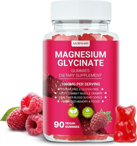 Magnesium Glycinate Gummies 1000mg, Non-GMO, Gluten-Free, Magnesium Supplement Gummies for Adults & Kids, Sleep, Relaxation & Focus, Pineapple Flavor, 90 Count in Saudi Arabia