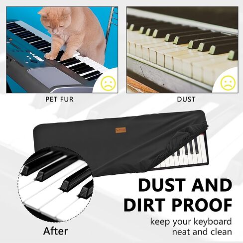 غطاء غبار لوحة مفاتيح البيانو Musiin 61 مفتاحًا، متوافق مع Sequential Prophet-6، Roland 61P، 61K، 61KL، Arturia KeyLab 61 Mkll، Premium Chinlon مضاد للخدش والغبار، تصميم ناعم الملمس وملائم in Saudi Arabia