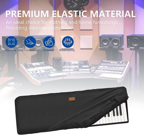 غطاء غبار لوحة مفاتيح البيانو Musiin 61 مفتاحًا، متوافق مع Sequential Prophet-6، Roland 61P، 61K، 61KL، Arturia KeyLab 61 Mkll، Premium Chinlon مضاد للخدش والغبار، تصميم ناعم الملمس وملائم in Saudi Arabia