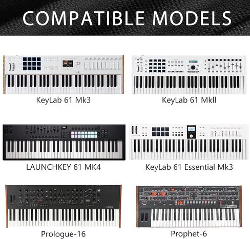 غطاء غبار لوحة مفاتيح البيانو Musiin 61 مفتاحًا، متوافق مع Sequential Prophet-6، Roland 61P، 61K، 61KL، Arturia KeyLab 61 Mkll، Premium Chinlon مضاد للخدش والغبار، تصميم ناعم الملمس وملائم in Saudi Arabia