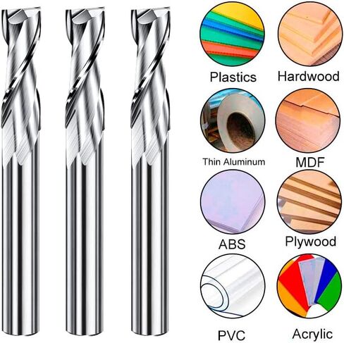 1pcs 1/4" Shank Carbide Flat Nose End Mill Cutter CNC Router Bits 2 Flute Tungsten Engraving Bit for Acrylic PVC MDF Hardwood in Saudi Arabia