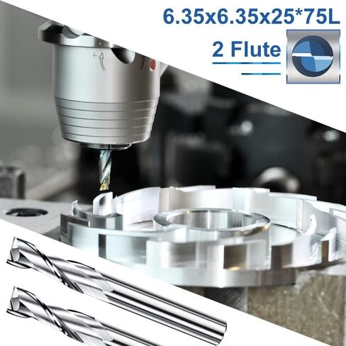 1pcs 1/4" Shank Carbide Flat Nose End Mill Cutter CNC Router Bits 2 Flute Tungsten Engraving Bit for Acrylic PVC MDF Hardwood in Saudi Arabia