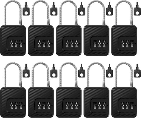 3-Digit Combination Cable Lock- Security Padlock with Flexible Steel Cable, Easy-Read Dials & Inspection Indicator for Travel Luggage, Suitcases, Bags, Cabinets (10 Pack) in Saudi Arabia