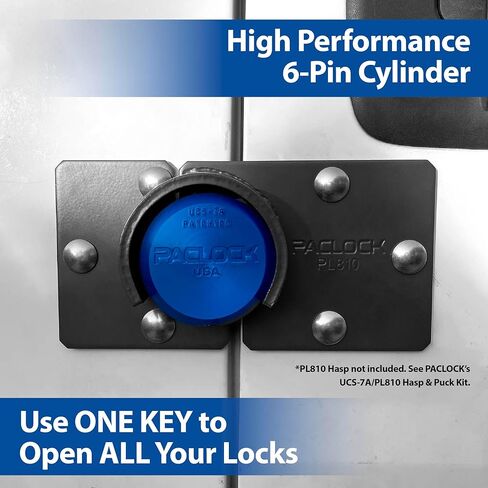 قرص PACLOCK's 7-Series ذو الظهر المسطح مع فتحات ملولبة، UCS، أسطوانة ذات 6 دبابيس عالية الأداء، قفل واحد مرتبط برقم U-Pick! مع 2 مفاتيح، أزرق in Kuwait