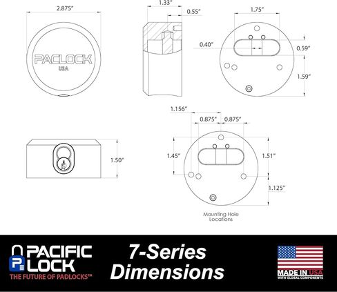 قرص PACLOCK's 7-Series ذو الظهر المسطح مع فتحات ملولبة، UCS، أسطوانة ذات 6 دبابيس عالية الأداء، قفل واحد مرتبط برقم U-Pick! مع 2 مفاتيح، أزرق in Kuwait