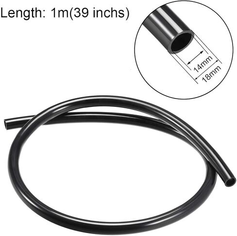 Nylon Pipe Hose Tube, 14mm (0.55") ID x 18mm .7") OD 1m PA12 for Air Line Brake Fluid Transfer Black(20m) in Saudi Arabia