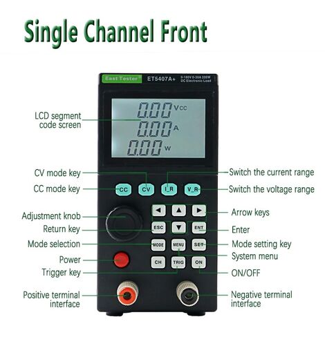 ET5407A+ Programmable DC Electronic Load - 200W 30A 180V Battery & Power Supply Tester with CC/CV/CR/CP Mode, LCD Display, USB Support, EV, Lab Testing in Saudi Arabia