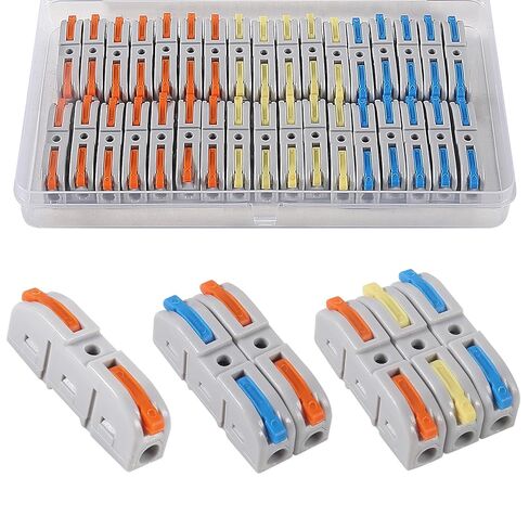34 Pcs 1 in 1 Out Quick Lever Wire Connectors Conductor Compact Connectors Connect Splicing 28-12 AWG Electrical Wire Terminals Blue/Orange/Yellow for Compact Inline Terminals Circuit Splices in Saudi Arabia
