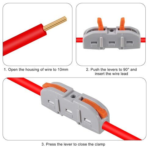 34 Pcs 1 in 1 Out Quick Lever Wire Connectors Conductor Compact Connectors Connect Splicing 28-12 AWG Electrical Wire Terminals Blue/Orange/Yellow for Compact Inline Terminals Circuit Splices in Saudi Arabia