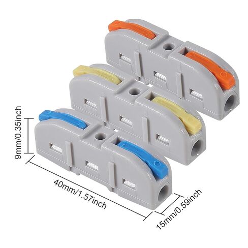 34 Pcs 1 in 1 Out Quick Lever Wire Connectors Conductor Compact Connectors Connect Splicing 28-12 AWG Electrical Wire Terminals Blue/Orange/Yellow for Compact Inline Terminals Circuit Splices in Saudi Arabia