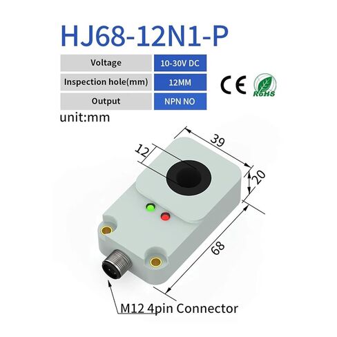 Proximity Sensor Inductive Switch, Non-Flush M12 Connector DC 3-Wire NPN PNP IP67 Magnetic Metal Drop Detection, 1pc(12MM NPN NO) in Saudi Arabia