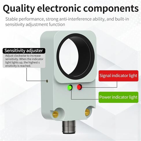 Proximity Sensor Inductive Switch, Non-Flush M12 Connector DC 3-Wire NPN PNP IP67 Magnetic Metal Drop Detection, 1pc(12MM NPN NO) in Saudi Arabia