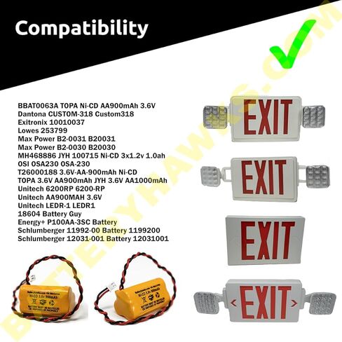 10010037 B2-0031 AA900MAH LEDR-1 6200RP CUSTOM-318 OSA230 253799 3.6v 900mAh Ni-Cd Exit Sign Emergency Light Battery in Saudi Arabia