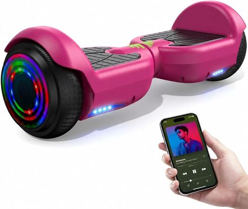 XERATH Pink Hoverboard with Bluetooth Speaker & LED Lights, All Terrain Self Balancing Hover Board | Hoverboard for Kids Ages 6-12 & Teens | Safe Hoverboards Kids Gifts for Girls Boys in Saudi Arabia