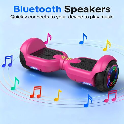 XERATH Pink Hoverboard with Bluetooth Speaker & LED Lights, All Terrain Self Balancing Hover Board | Hoverboard for Kids Ages 6-12 & Teens | Safe Hoverboards Kids Gifts for Girls Boys in Saudi Arabia