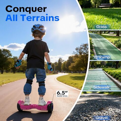 XERATH Pink Hoverboard with Bluetooth Speaker & LED Lights, All Terrain Self Balancing Hover Board | Hoverboard for Kids Ages 6-12 & Teens | Safe Hoverboards Kids Gifts for Girls Boys in Saudi Arabia