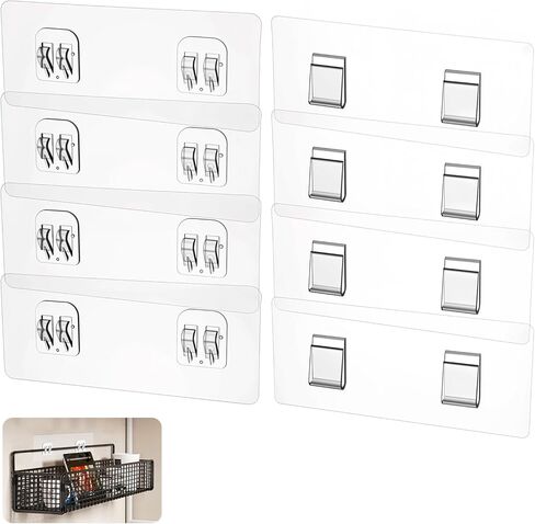 CIATBYYJ 8Pcs Shower Caddy Adhesive Hooks, Clear Strong Shower Adhesive Strips, No Drilling Waterproof Wall Hooks for Corner Showers Caddy, Bathroom Storage Shelves and Kitchen Racks 6×14 CM in Saudi Arabia