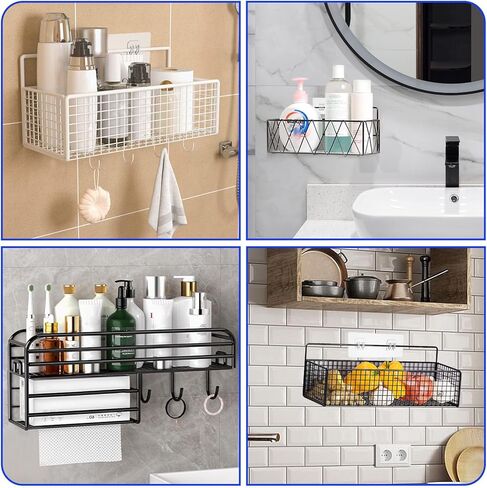 CIATBYYJ 8Pcs Shower Caddy Adhesive Hooks, Clear Strong Shower Adhesive Strips, No Drilling Waterproof Wall Hooks for Corner Showers Caddy, Bathroom Storage Shelves and Kitchen Racks 6×14 CM in Saudi Arabia