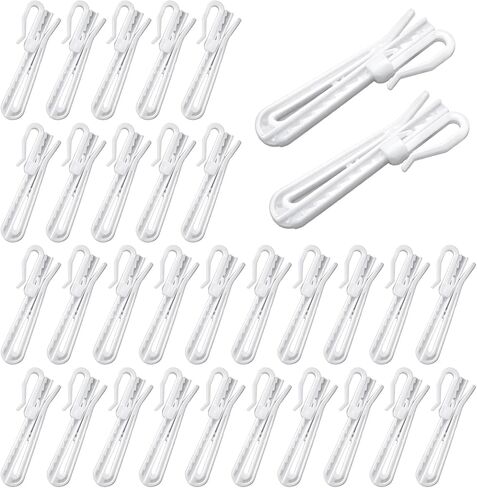 50 PCS Drapery Pins Plastic Curtain Hooks White Pinch Pleat Hooks Adjustable Curtain Clips for Shower Curtains, Pleated Drapes, Window Curtains(75mm/2.95in) in Saudi Arabia