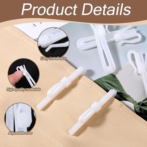 50 PCS Drapery Pins Plastic Curtain Hooks White Pinch Pleat Hooks Adjustable Curtain Clips for Shower Curtains, Pleated Drapes, Window Curtains(75mm/2.95in) in Saudi Arabia