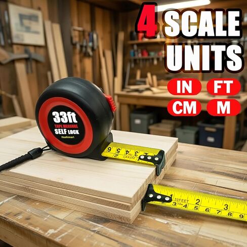 Tape Measure 33FT Self-Locking, Heavy-Duty Steel Blade, Metric/Imperial Dual Scale, MID Accuracy, Easy-Read Markings, Retractable Measuring Tool for Construction, Carpentry, DIY Projects (33FT) in Saudi Arabia