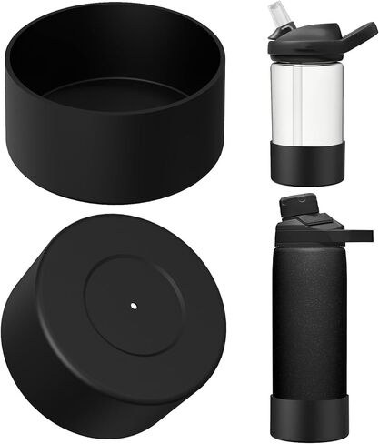 Linkidea 2 Pack Water Bottle Boot Compatible with CamelBak Eddy+20oz/25oz, Chute Mag 20oz/25oz, Carry Cap, Silicone Anti-Slip Bottle Bottom Bumper Protector (Black) in Saudi Arabia