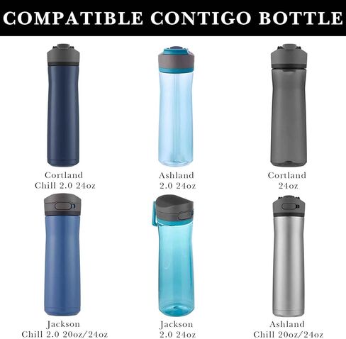 حذاء Linkidea المكون من قطعتين من زجاجات المياه متوافق مع Contigo Jackson Chill 2.0 20oz/24oz، Cortland 24oz، واقي ممتص الصدمات السفلي للزجاجة من السيليكون المضاد للانزلاق (أسود) in Saudi Arabia