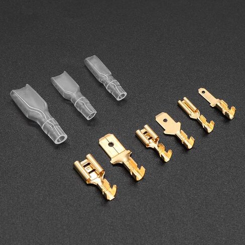 QTEATAK 2.8,4.8,6.3mm Golden Quick Splice Male and Female Wire Spade Crimp Terminal Connectors Wire Connectors Assortment Kit with Insulating Sleeve(300Pcs) in Saudi Arabia