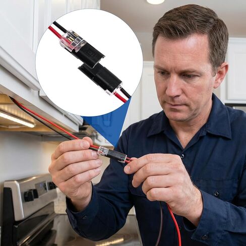 60pcs Quick Clip Fasteners Wire Connector, Double Wire Plug in Connectors Terminals, Quick Connect Terminals Cable Snap on Blocks for 18-22AWG Low-Voltage LED Strips- Black in Saudi Arabia