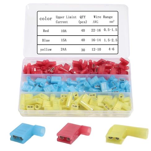 Right Angle Spade Connectors 22-18/16-14/12-10AWG Nylon Insulated Quick Disconnect Flag Red/Yellow/Blue 90 Degree Wire Terminal Electrical Set in Saudi Arabia